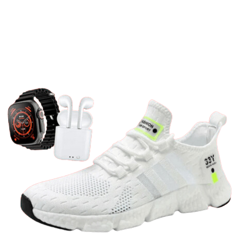 Combo Unissex 3x1 PREMIUM- TÊNIS SNEAKER NEW FIT PRO+IWO SERIES 8 ULTRA+FONE BLUETOOTH AIR DOTS 7