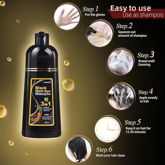 Brimless Hair - Shampoo de Pintura Capilar Unissex Black Hair 3 EM 1