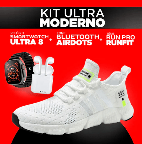 Combo Unissex 3x1 PREMIUM- TÊNIS SNEAKER NEW FIT PRO+IWO SERIES 8 ULTRA+FONE BLUETOOTH AIR DOTS 7